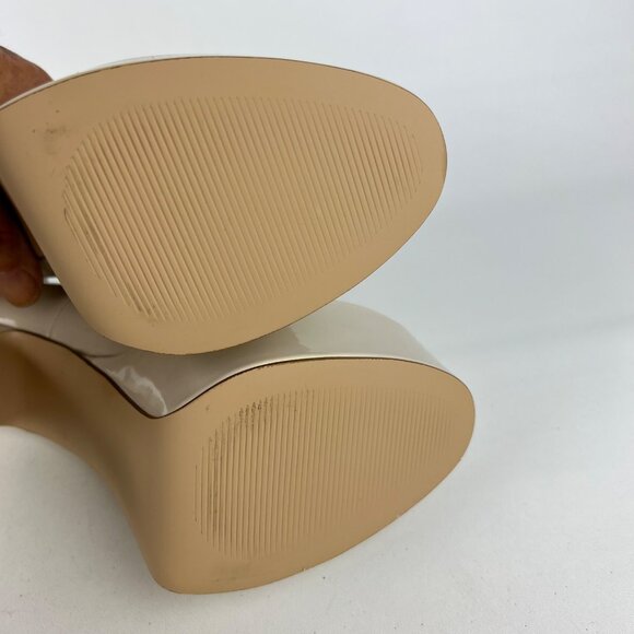 Steve Madden Womens Skyrise Platform Pumps Bone Patent Chunky Heel size 10M - Picture 14 of 16